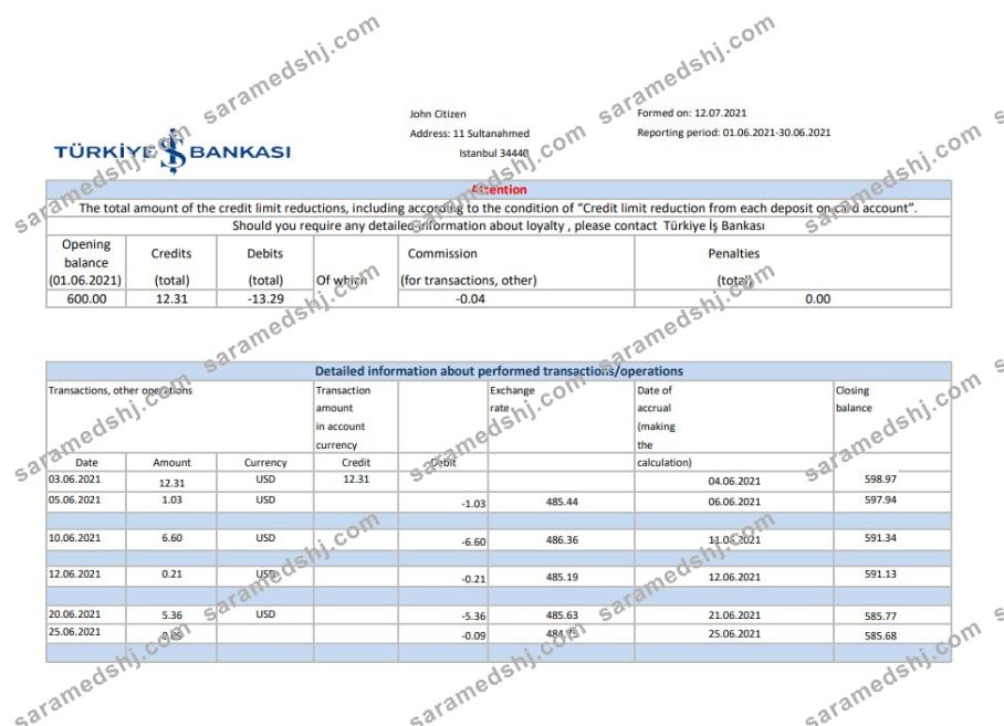 Turkey Bankasi excel pdf
